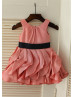 Coral Taffeta Ruffle Skirt Flower Girl Dress